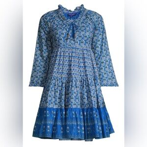 Ro's Garden Sadie Short Dress Womens XS Blue‎ Floral Preppy Feminine Soft Boho
